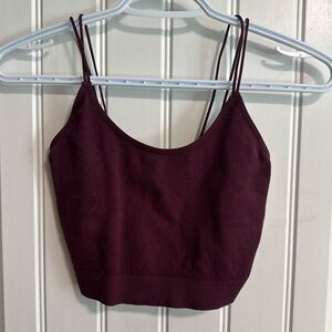 Aeropostale Dark Burgundy Ribbed Crop Top